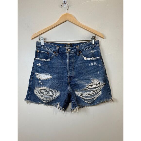 Abercrombie & Fitch Women's Size 27/4 Blue High Rise 4” Cut Off Shorts - Picture 1 of 7